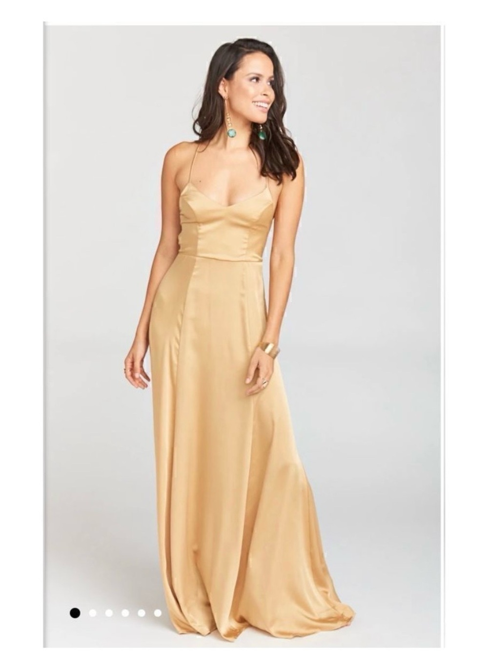 Show Me Your MuMu Gold Satin Spaghetti-Strap Maxi Dress